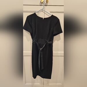 Calvin Klein Cassey Belted Black Dress, tags removed never